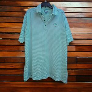 PGA Tour Men's XL Green Striped Palmetto Golf Cub Golf Shirt